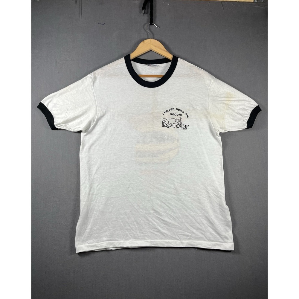 vintage 80s Hanes fleetwood bounder rv adventures ringer t shirt Sz L